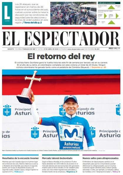 Las portadas de El Espectador que marcaron la carrera de Nairo Quintana.