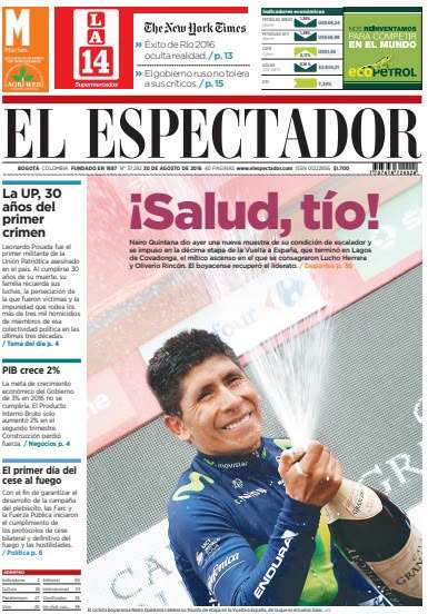 Las portadas de El Espectador que marcaron la carrera de Nairo Quintana.