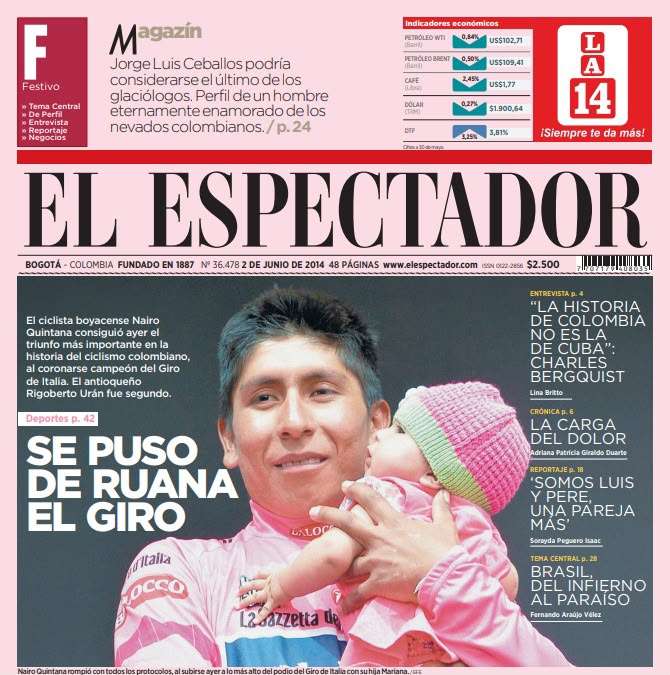 Las portadas de El Espectador que marcaron la carrera de Nairo Quintana.