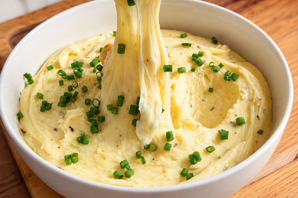 El aligot, típico de la región de Aubrac, en Francia, es un puré de papa con queso famoso por su textura elástica.