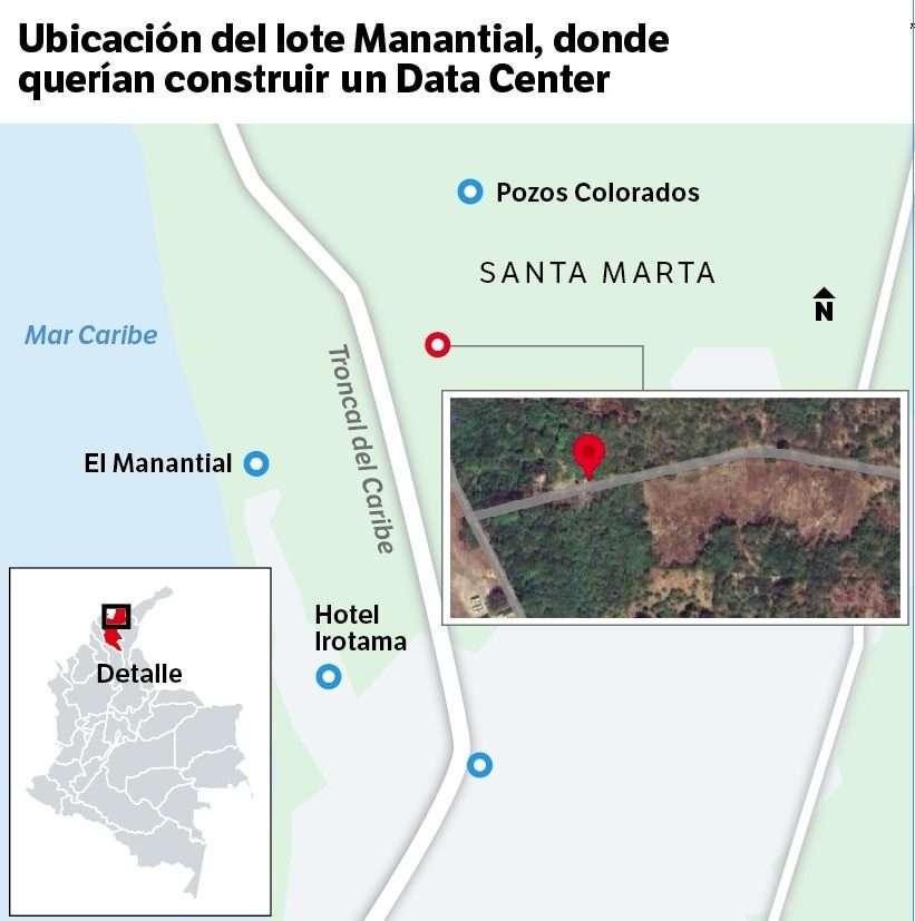 Ubicación de uno de los predios donde pensaban construir un centro de datos.