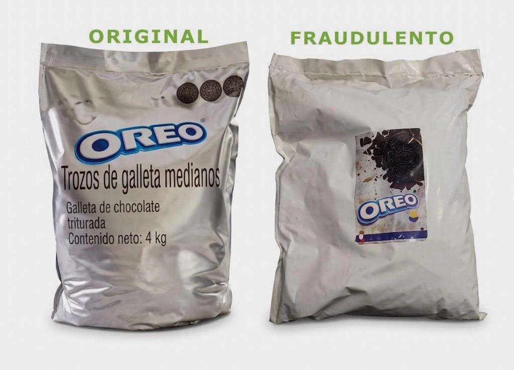 Diferencia del empaque entre el producto original y el falsificado.