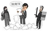 Decreto protestas, caricatura de Zuleta