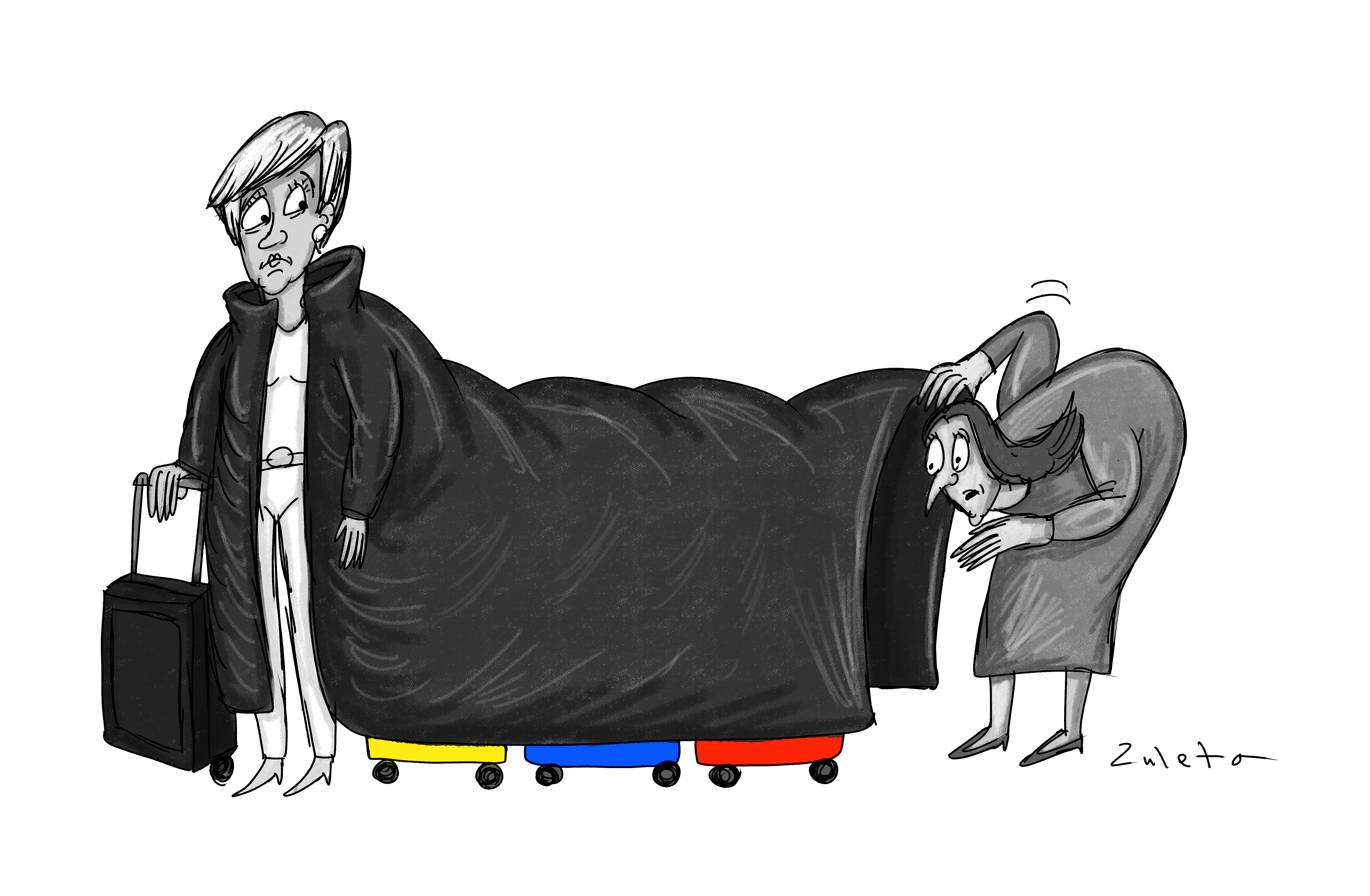 Caricatura de Zuleta sobre los escándalos de Verónica Alcocer, primera dama durante la administración de Gustavo Petro.