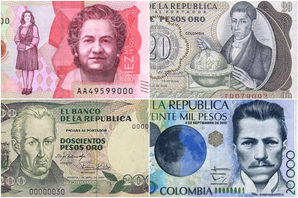 Los cuatro científicos que han aparecido en los billetes colombianos.