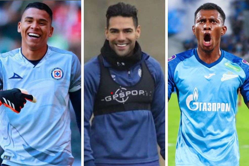 De izquierda a derecha: Kevin Mier (Cruz Azul), Radamel Falcao (Rayo Vallecano) y Mateo Cassierra (Zenit).