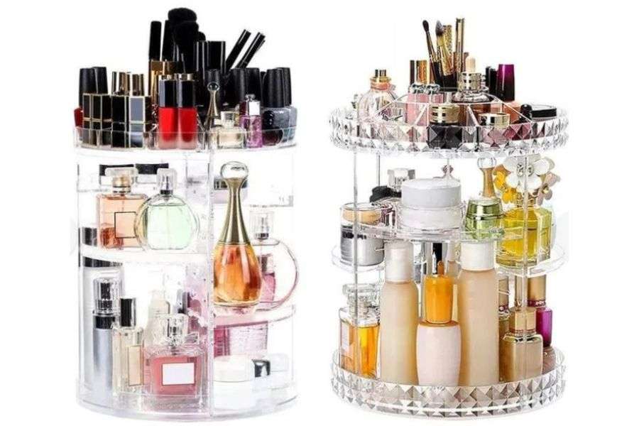 Imagen de referencia de organizador de maquillaje giratorio.