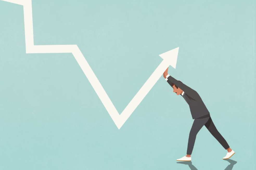 Ilustración de economía subiendo.