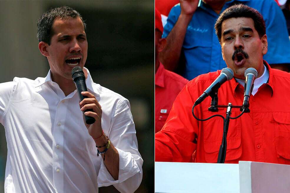 Juan Guaidó, autonombrado presidente interino de Venezuela y reconocido por más de 50 países; y Nicolás Maduro, mandatario venezolano.  / EFE