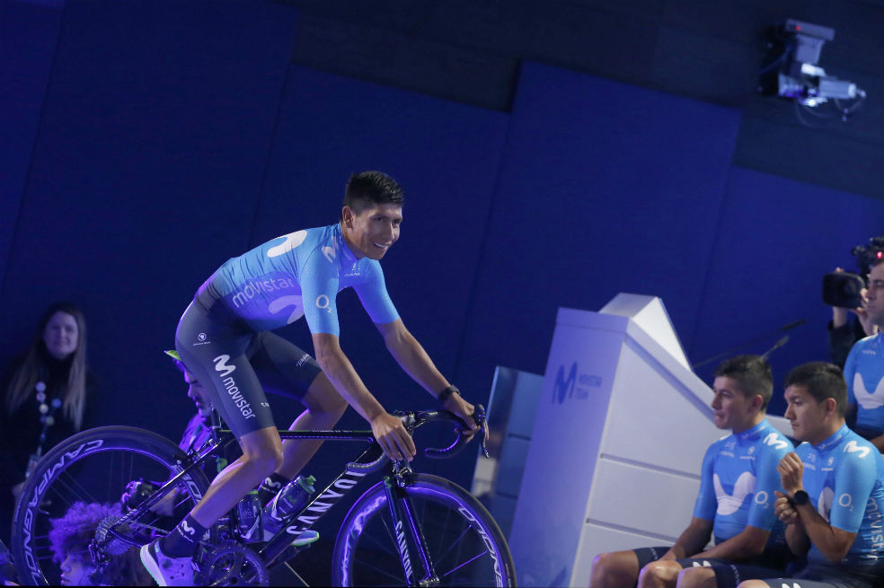 Nairo Quintana en la presentación del equipo Movistar 2018. EFE