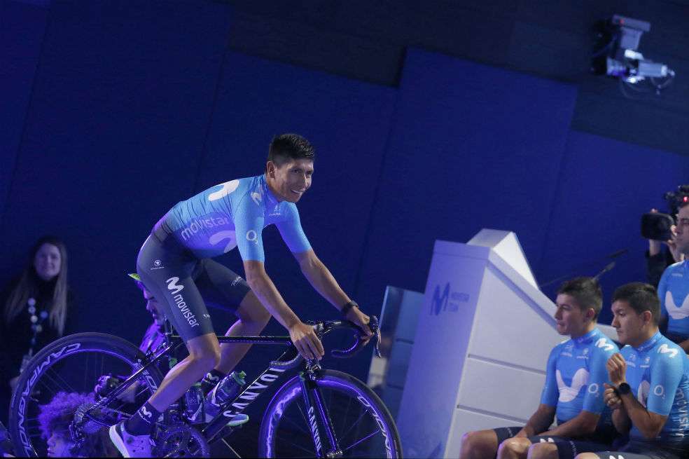 Nairo Quintana en la presentación del equipo Movistar 2018. EFE