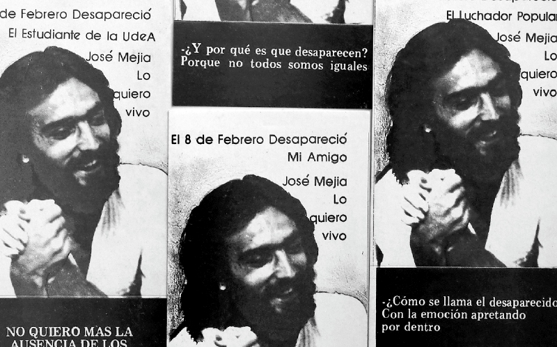 Adhesivos utilizados por "los amigos de José" en las campañas de denuncia y búsqueda. /Archivo familia Mejía Toro