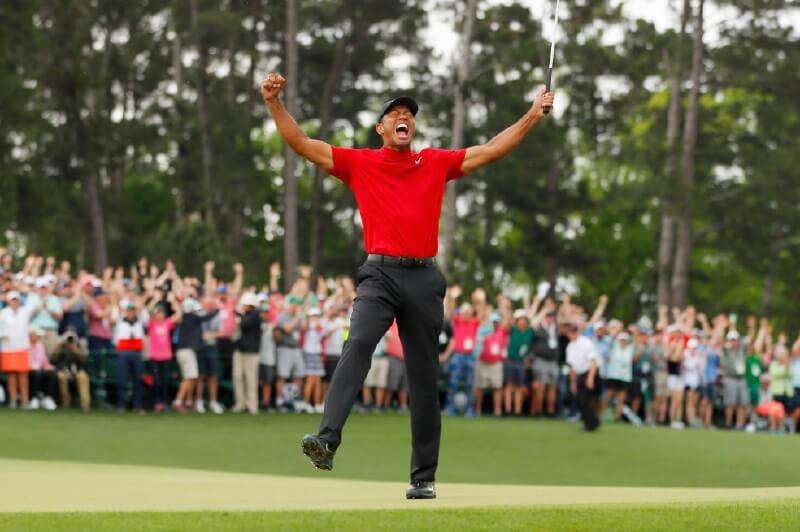 Tiger Woods, en el momento en que volvió a ganar el Masters de Augusta.