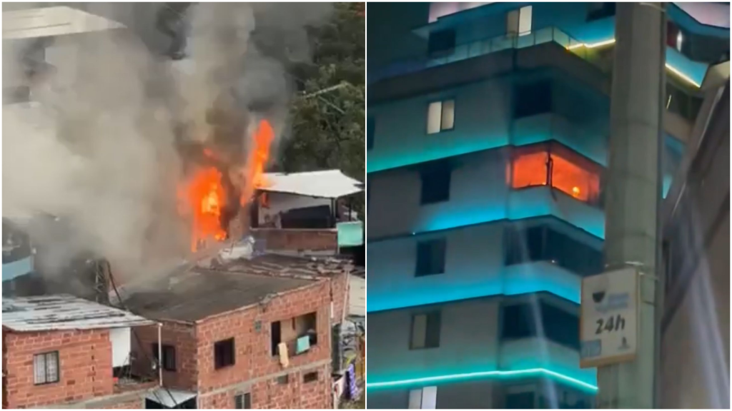 Bomberos atendieron incendios estructurales en la comuna 13 y el centro de Medellín