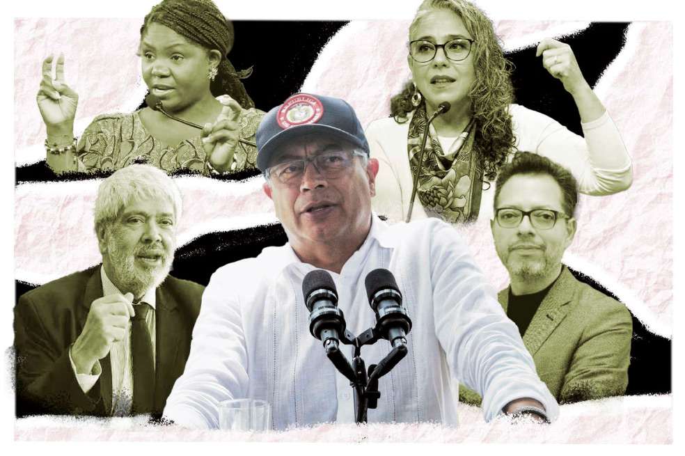 El presidente Gustavo Petro, el ministro de Comercio, Germán Umaña; la vicepresidenta Francia Márquez; la senadora María José Pizarro; y el ministro de Culturas, Juan David Correa.