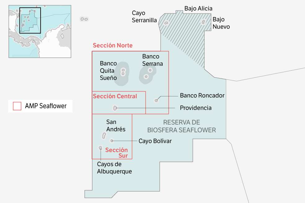 La AMP se divide en tres zonas, como se muestra en este mapa.