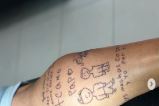 Luis Delgado, portero del Atlético Bucaramanga, se tatuó el mensaje de su hijo