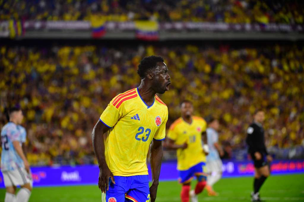 Jugador de la selección Colombia durante el compromiso ante Costa Rica en partido amistoso en el Estadio El Campin de Bogotá