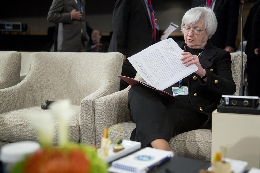 Janet Yellen, presidenta de la Reserva Federal de EE.UU., organismo que aumentará las tasas de interés, afectando la inversión extranjera en los países emergentes. /Bloomberg