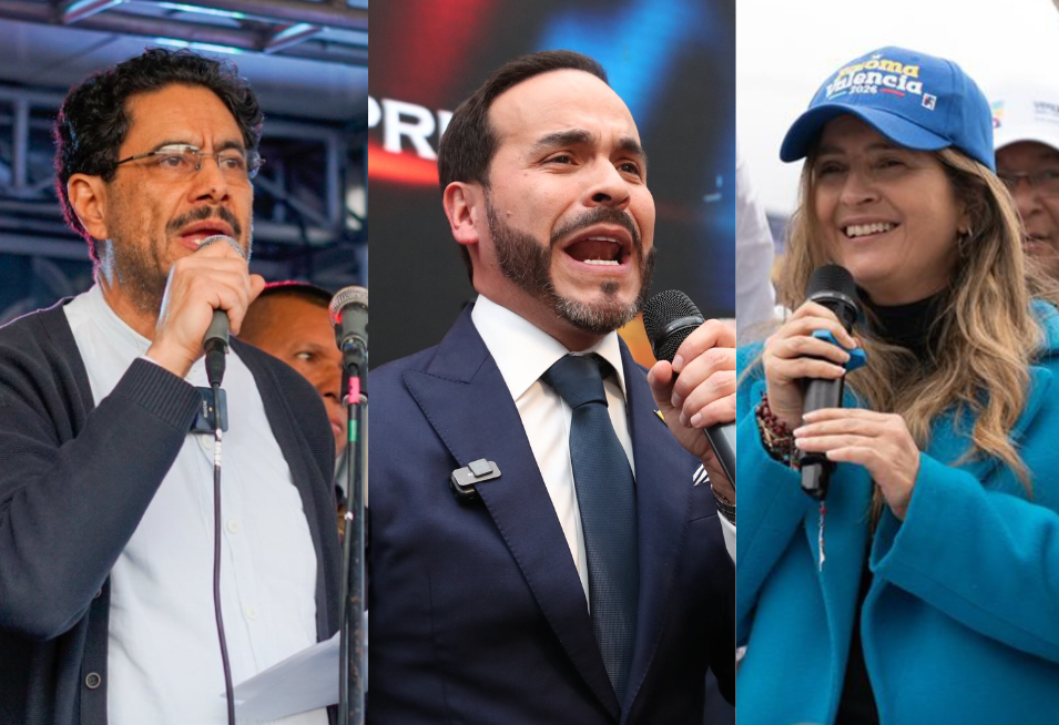 Aspirantes a la presidencia Iván Cepeda, Abelardo de la Espriella y Paloma Valencia.