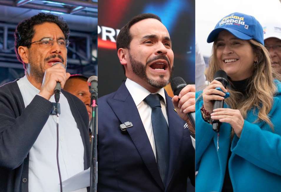 Aspirantes a la presidencia Iván Cepeda, Abelardo de la Espriella y Paloma Valencia.