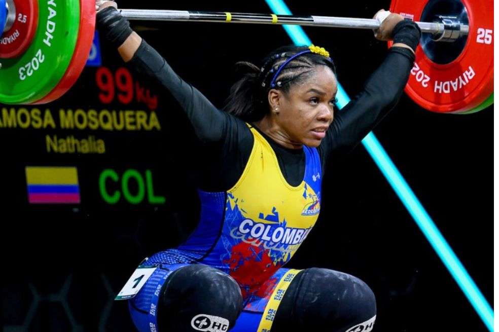 Nathalia Llamosa este domingo en el Mundial de Pesas.