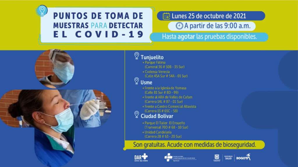 ¿Dónde hay pruebas gratuitas contra Covid-19 este lunes en Bogotá?