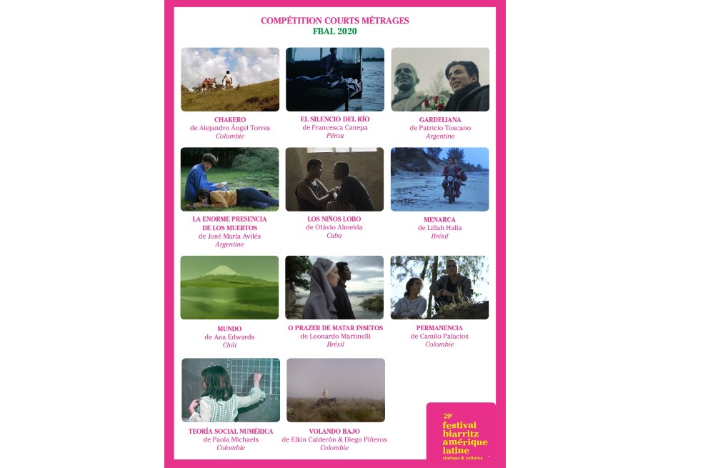 Imagen de los cortos seleccionados en el Festival de Cine Latinoamericano de Biarritz 2020.