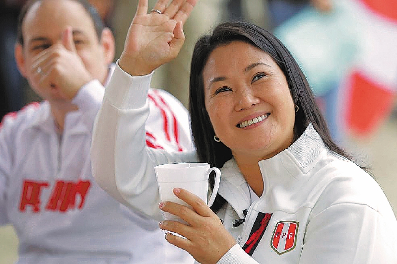 Keiko Fujimori durante las últimas elecciones presidenciales de Perú, en las que perdió contra Pedro Castillo.