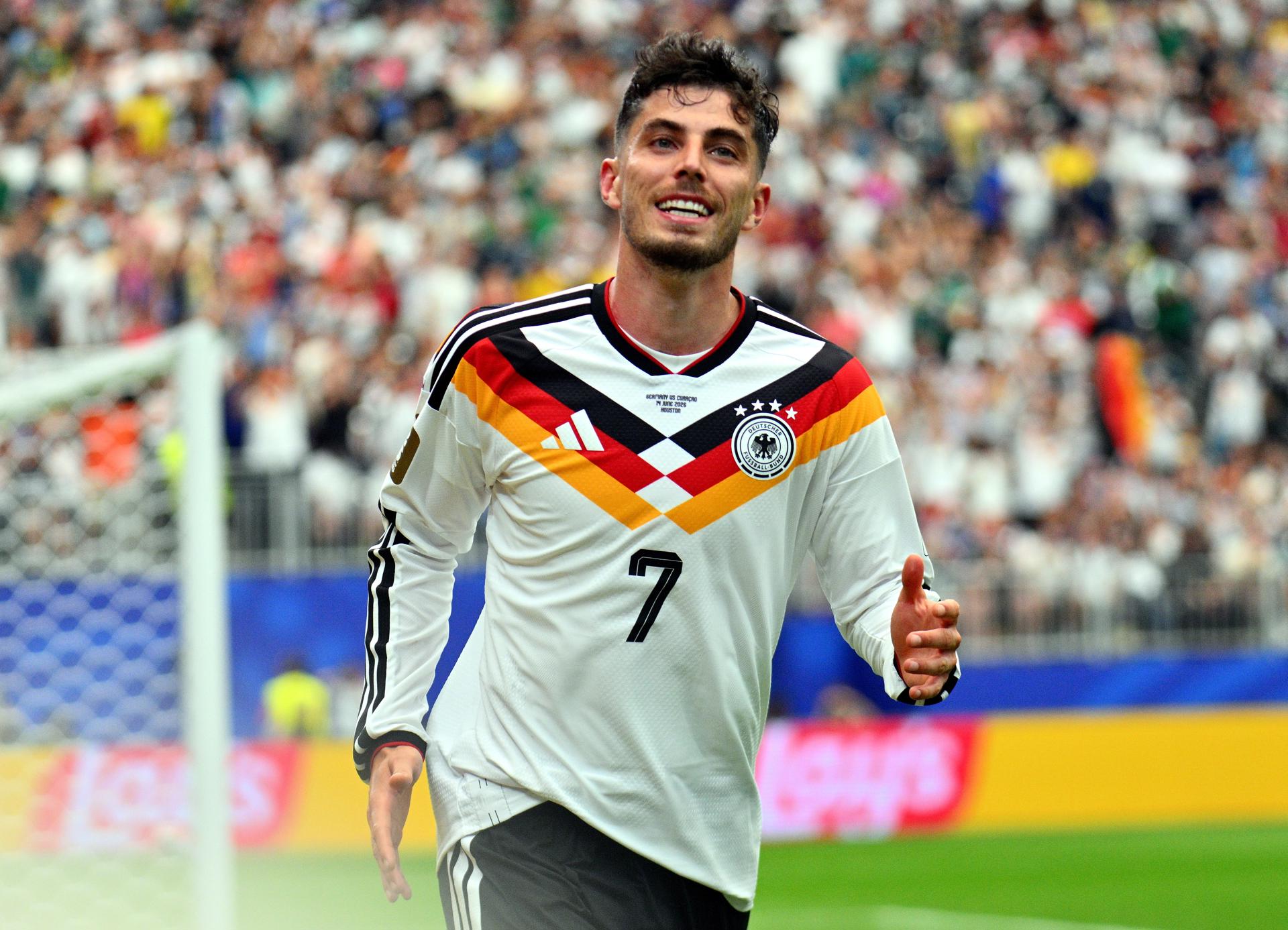 HOUSTON (United States), 14/06/2026.- Kai Havertz of Germany celebrates scoring the 7-1 during the FIFA World Cup 2026 group stage match Germany against Curacao, in Houston, USA, 14 June 2026. (Alemania) EFE/EPA/SAM WASSON