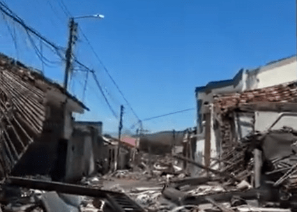 Imagen de redes sociales en la que se evidencia el estado en el que quedó Roldanillo tras el sismo.