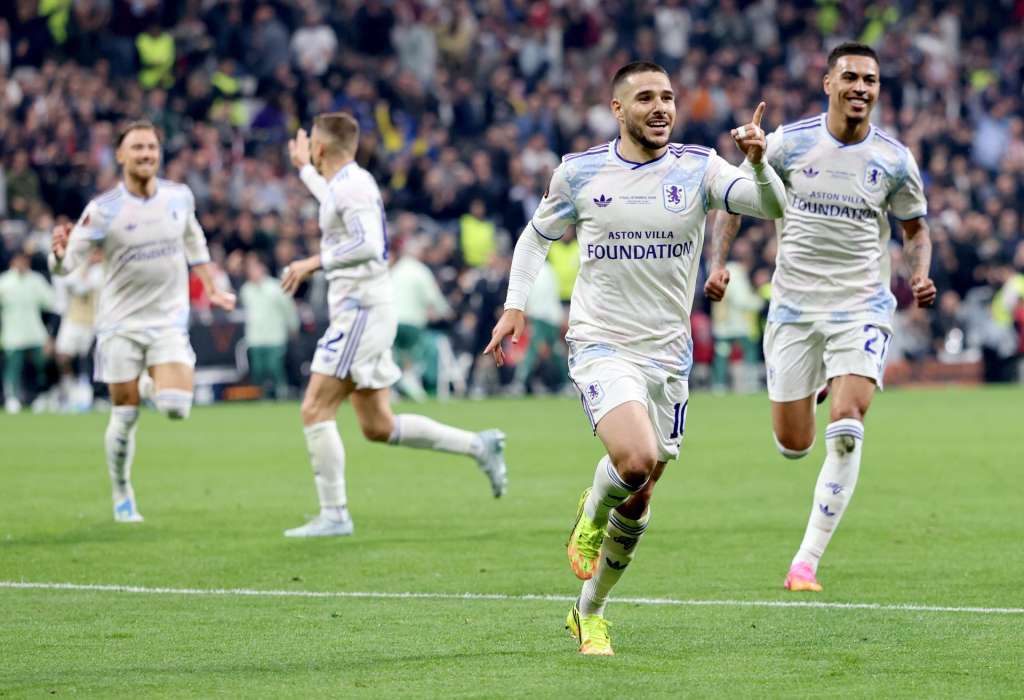 ISTANBUL (Turkey), 20/05/2026.- Emiliano Buendia of Aston Villa celebrates after scoring his team's second goal during the UEFA Europa League final between SC Freiburg and Aston Villa in Istanbul, Turkey, 20 May 2026. (Turquía, Estanbul) EFE/EPA/BRADLEY SECKER