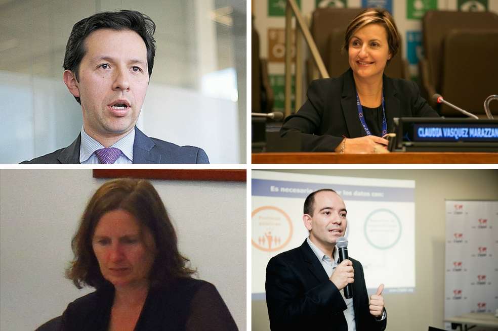 Arriba a la izquierda Felipe Castro del Departamento de Planeación Nacional. A su derecha, Claudia Vásquez de la Cancillería colombiana. Abajo a la izquierda, Sandra Joilet de la Confederación Colombiana de ONG y a su lado, Freddy Rodríguez del Centro de Pensamiento Estratégico Internacional (CEPEI). / Cortesías.