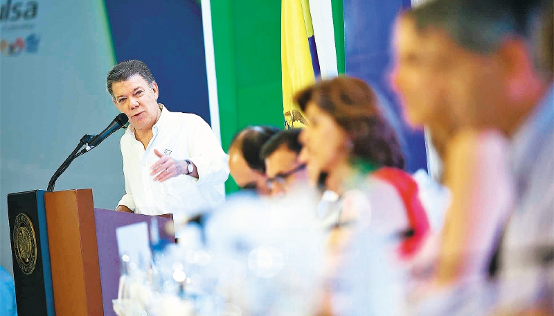 El presidente Juan M. Santos al anunciar en Cartagena que esa ciudad será sede de la firma del acuerdo de paz. / Presidencia