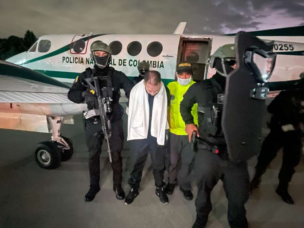 Alias Kakin llegó a Bogotá en la madrugada de este viernes./ Foto Policía.