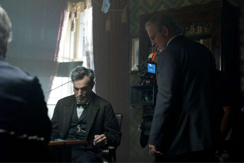 Daniel Day-Lewis y Steven Spielberg durante una escena de "Lincoln".
