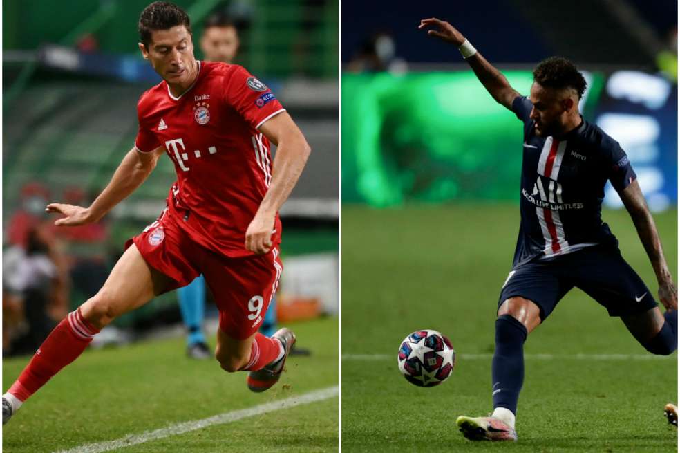 El polaco Robert Lewandowski, delantero del Bayern Múnich; y el brasileño Neymar, atacante del París Saint Germain.