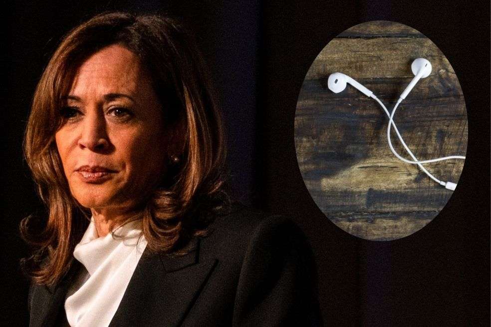 Kamala Harris se niega a usar auriculares Bluetooth.