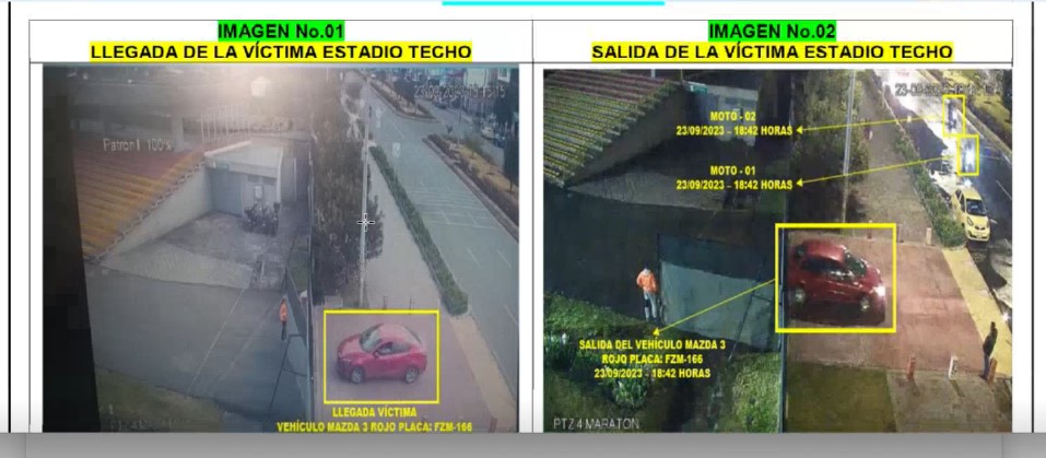 La Fiscalía recogió los videos de las cámaras del estadio. En estas imágenes se observa que a su salida, dos motos  estaban esperando a Edgar Páez./ Archivo particular.