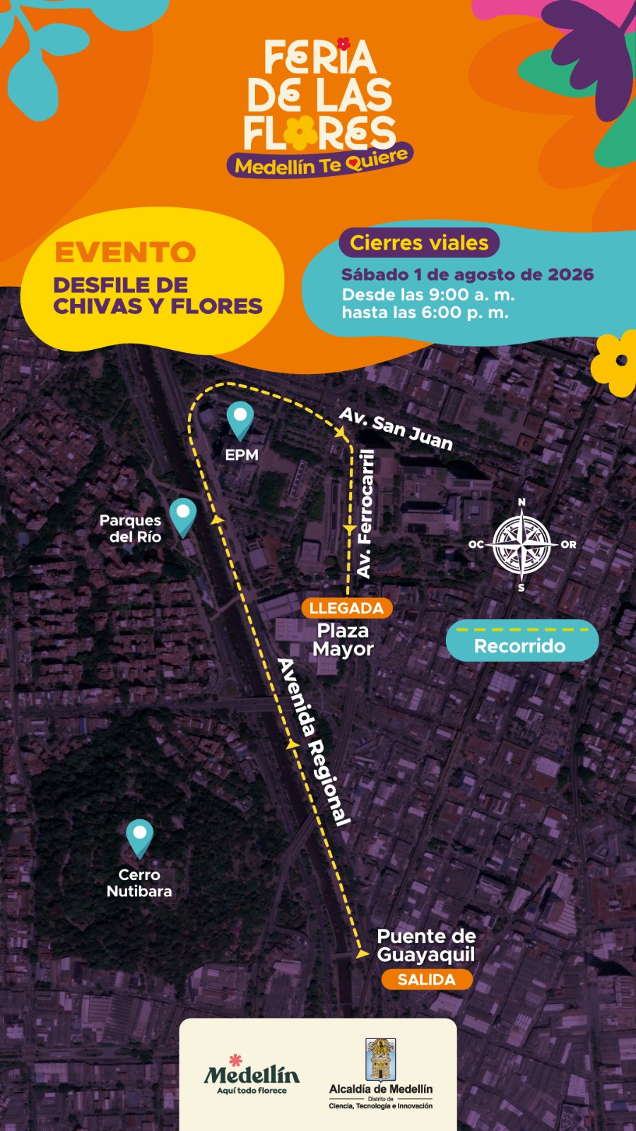 Cierre vial Medellín Feria de las Flores 2026