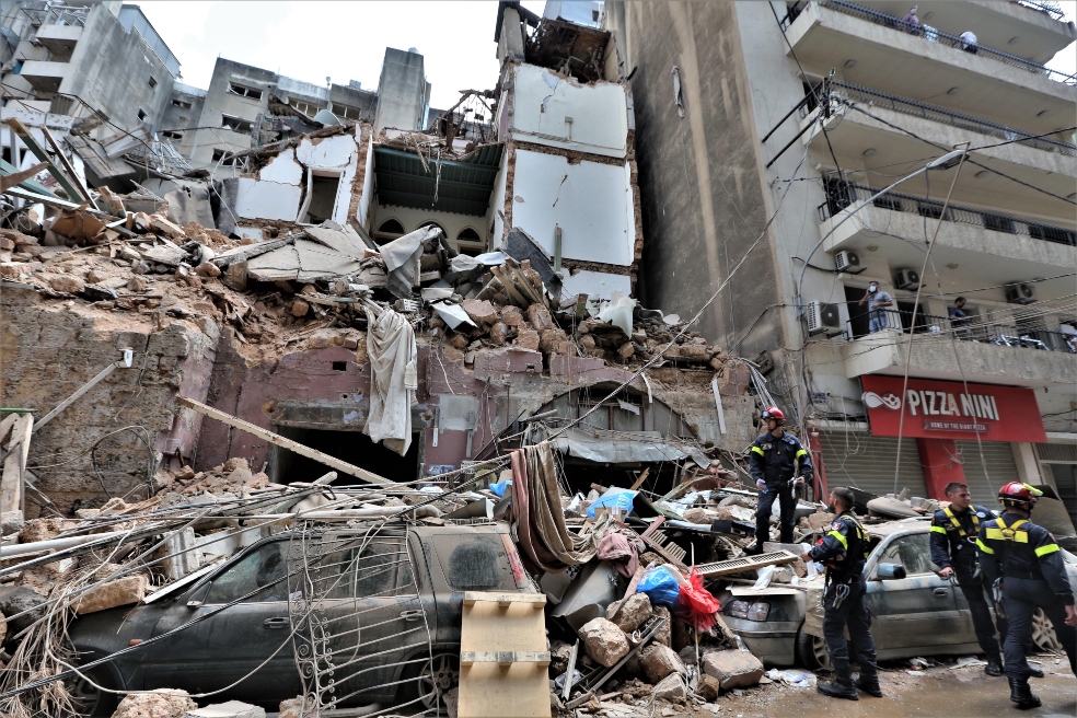 La destrucción que causó la explosión en el puerto de Beirut, agosto 4 de 2020.