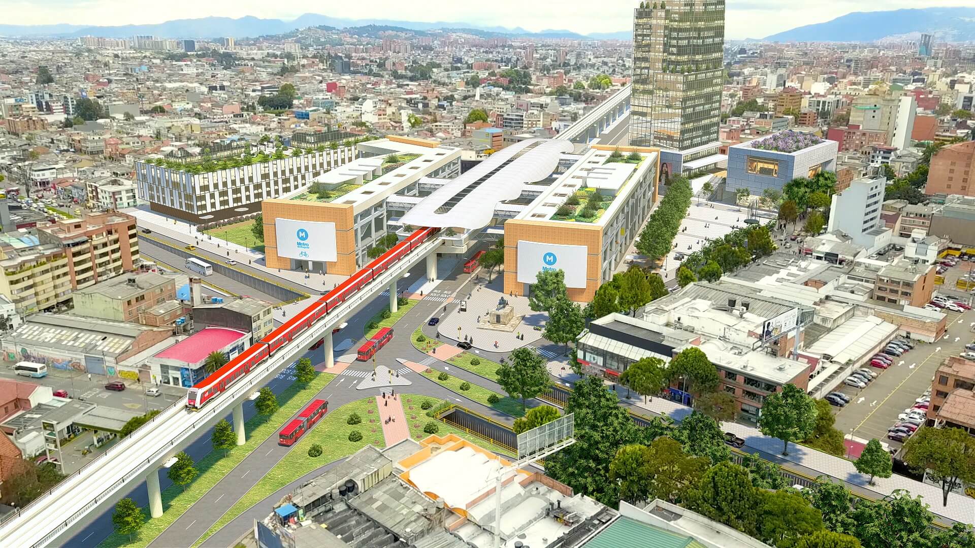 El metro tendrá 24 kilómetros, desde el Portal Américas hasta la calle 72 con Av. Caracas.
/ Render - Empresa Metro de Bogotá