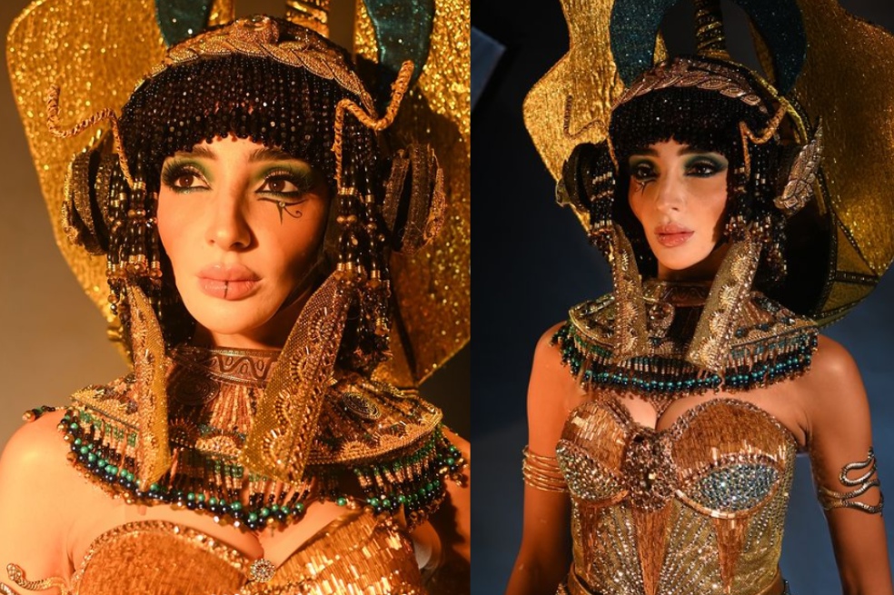 Logina Salah conmociona a los seguidores del certamen de belleza Miss Universe al presentar su traje típico basado en la poderosa Cleopatra.
