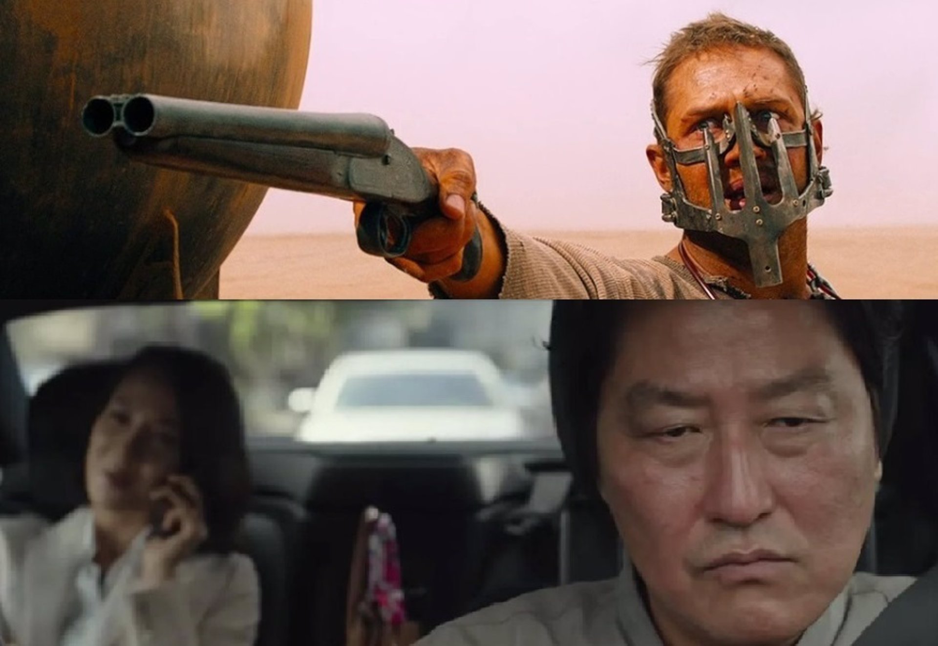 Escenas de las películas "Parásitos" y "Mad Max: Fury Road".