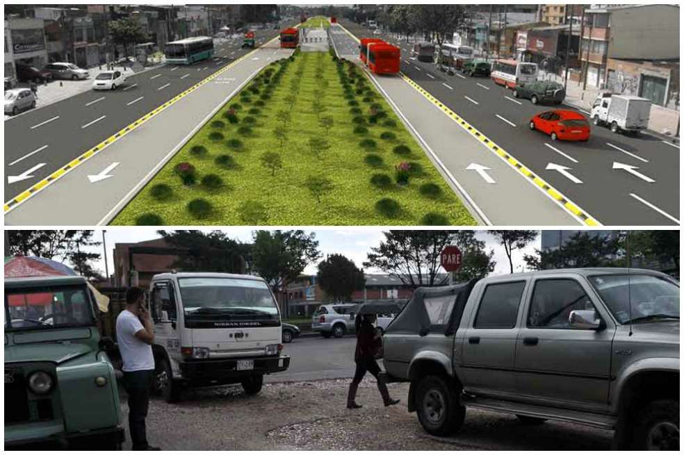 Hasta septiembre de 2013 el 62% de las vías locales continuaba en mal estado. / Liz Durán - El Espectador. Así se prevé la troncal de Transmilenio en la Boyacá. / IDU