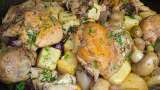 Receta para preparar pollito horneado con papas y aceitunas