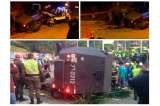 Siete policías del Esmad heridos al accidentarse tanqueta en Medellín