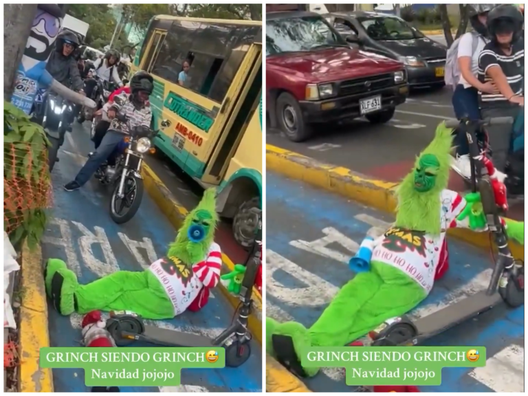 Grinch impidió paso de motociclistas que invadían ciclorrutas en Bucaramanga