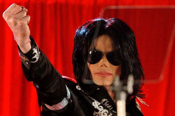 Michael Jackson en la rueda de prensa de la gira "This is it".