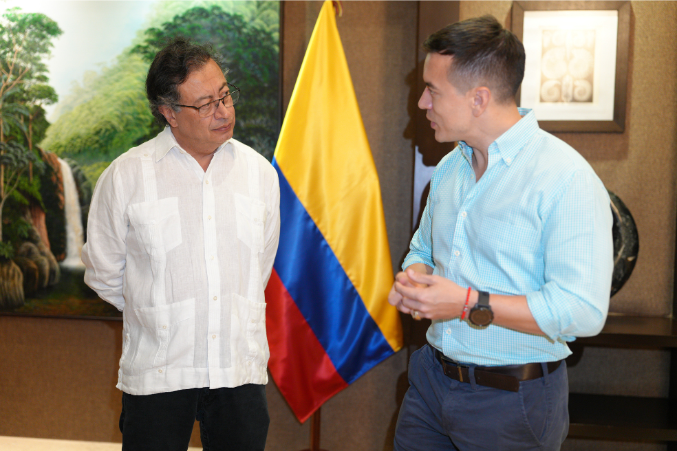 Los presidentes Gustavo Petro, de Colombia, y Daniel Noboa, de Ecuador, se reunieron este fin de semana en Islas Galápagos.
